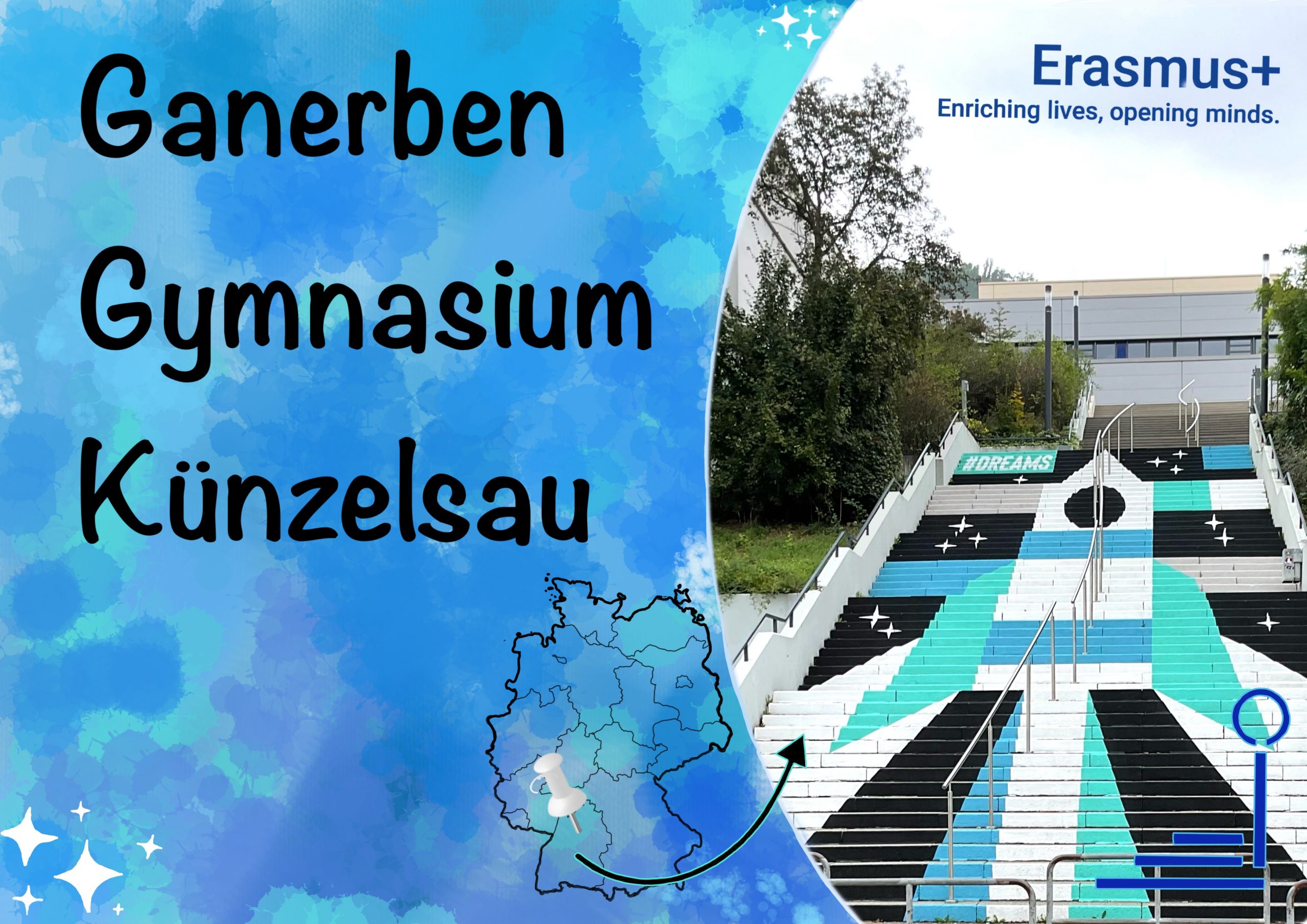 Postkarte mit Treppe Ganerben-Gymnasium