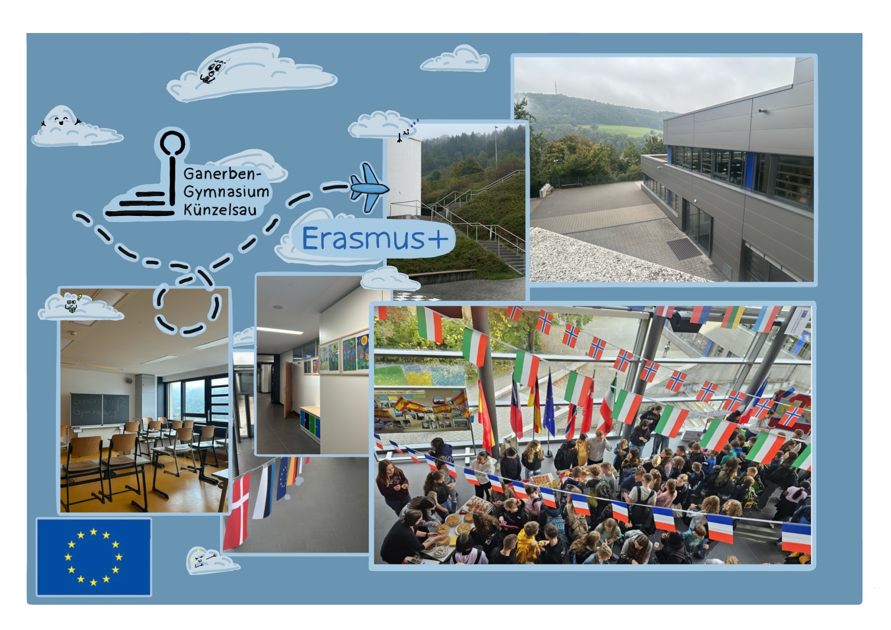 11 Postkarte mit Schulgebäude Ganerben-Gymnasium