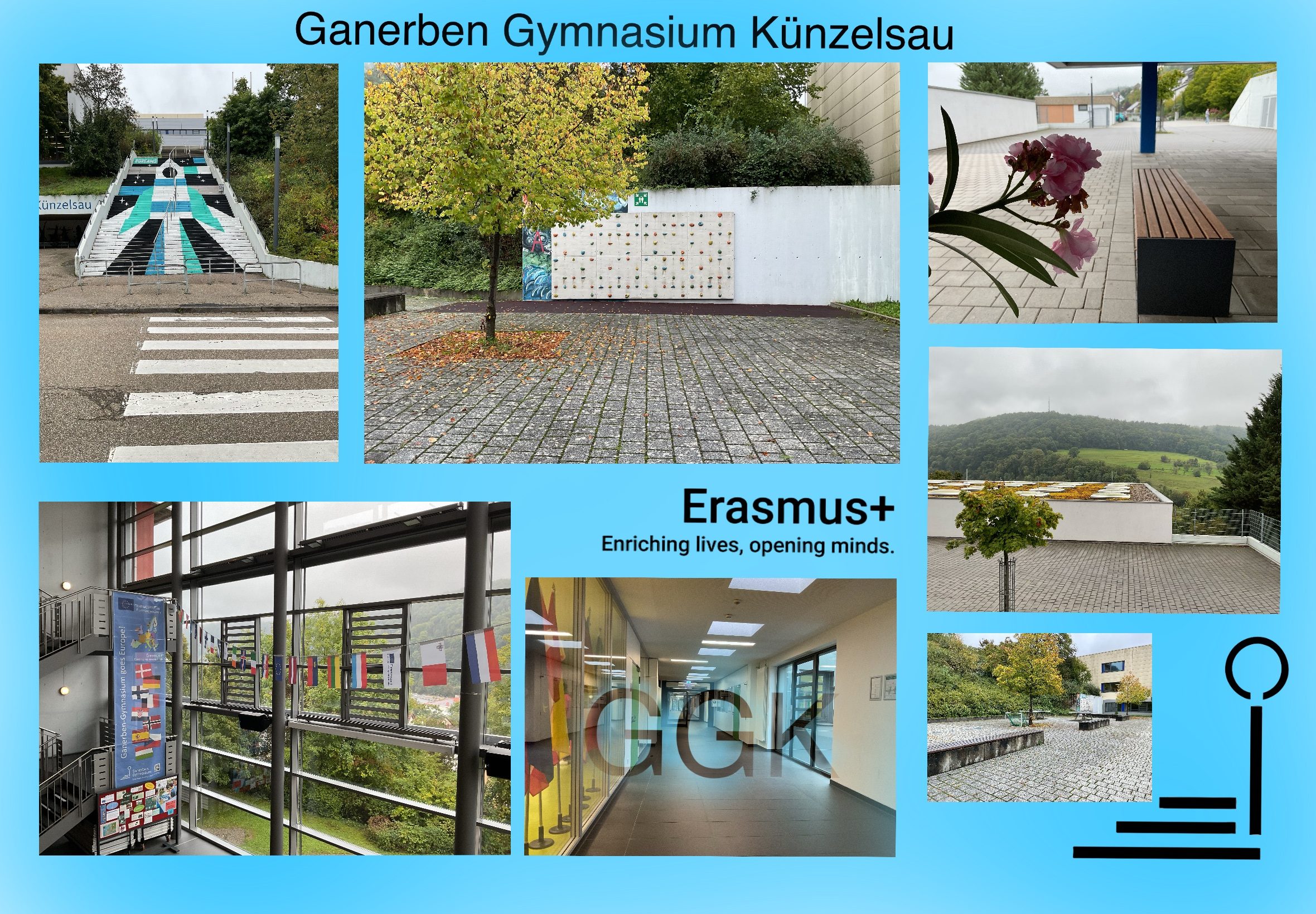 8 Postkarte mit Schulgebäude Ganerben-Gymnasium